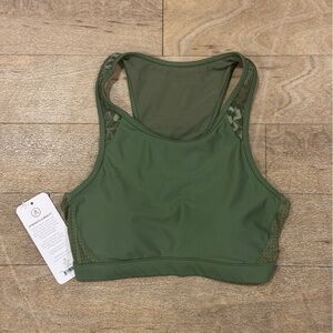 Amari Sports Bra, Olive Green with Lace back & Mesh detail, XS, Padded
